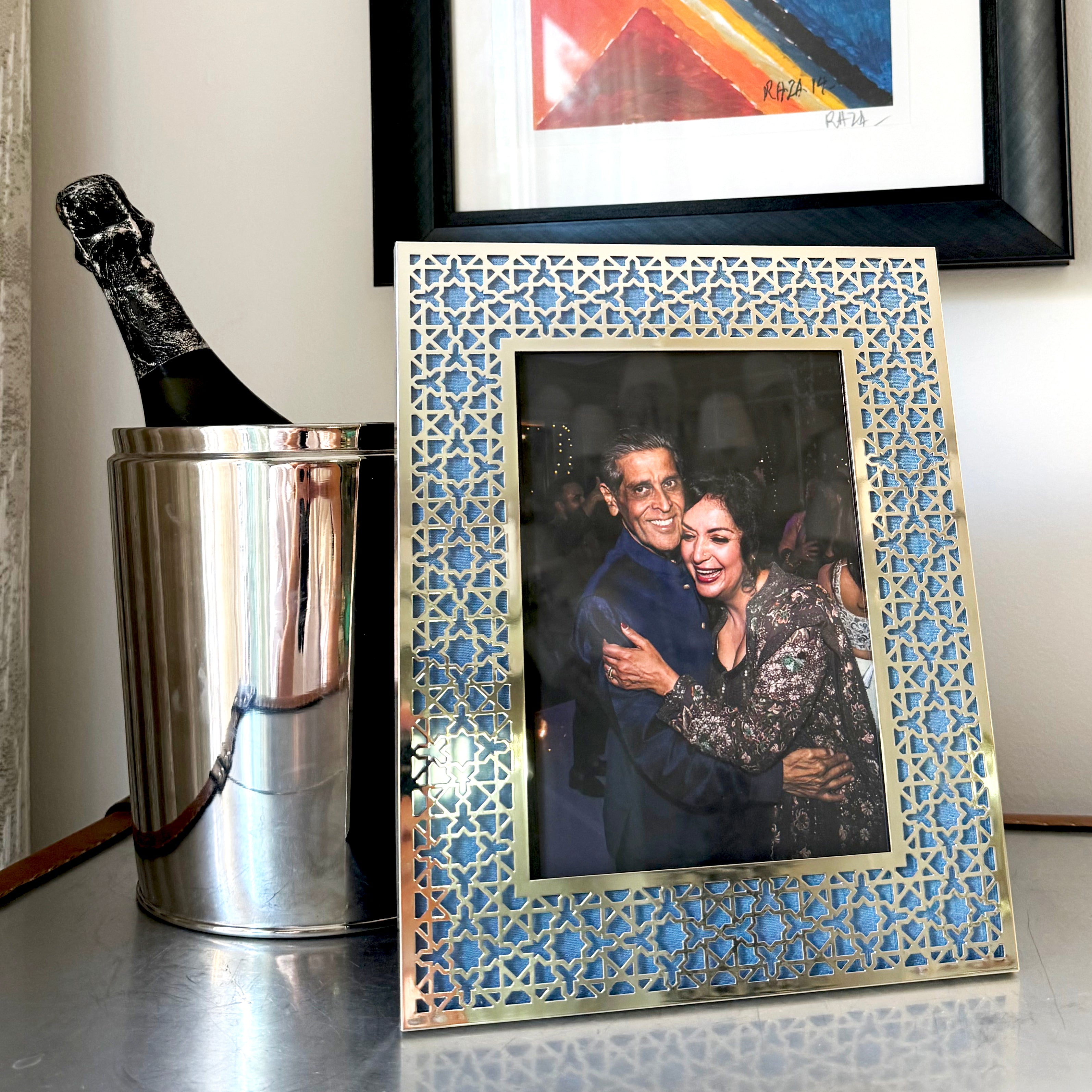Aqua Blue Arab Silver Photo Frame (5R)