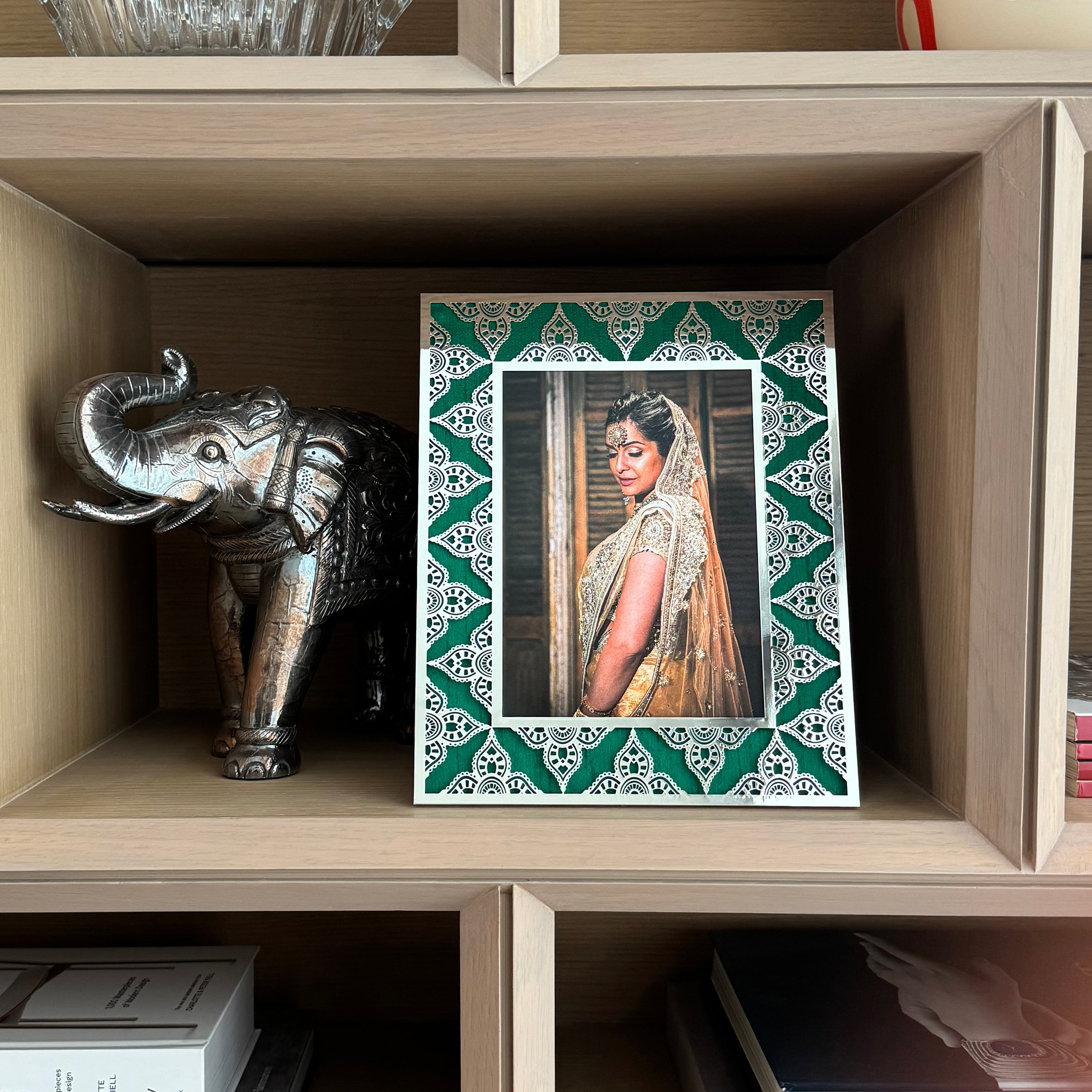 Emerald Green Paisley Silver Photo Frame (5R)
