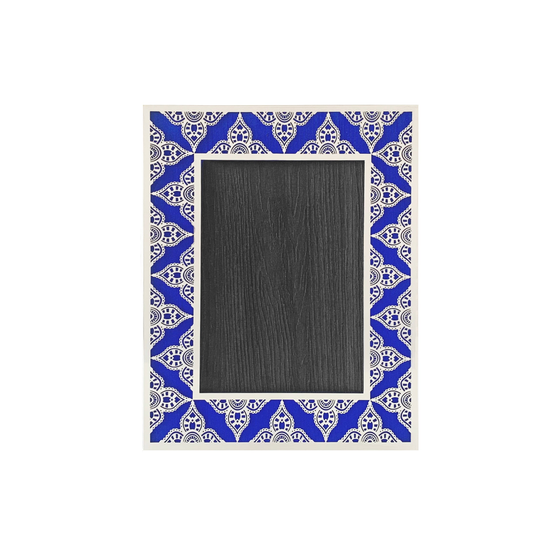 Cobalt Blue Indian Floral Silver Photo Frame (5R)
