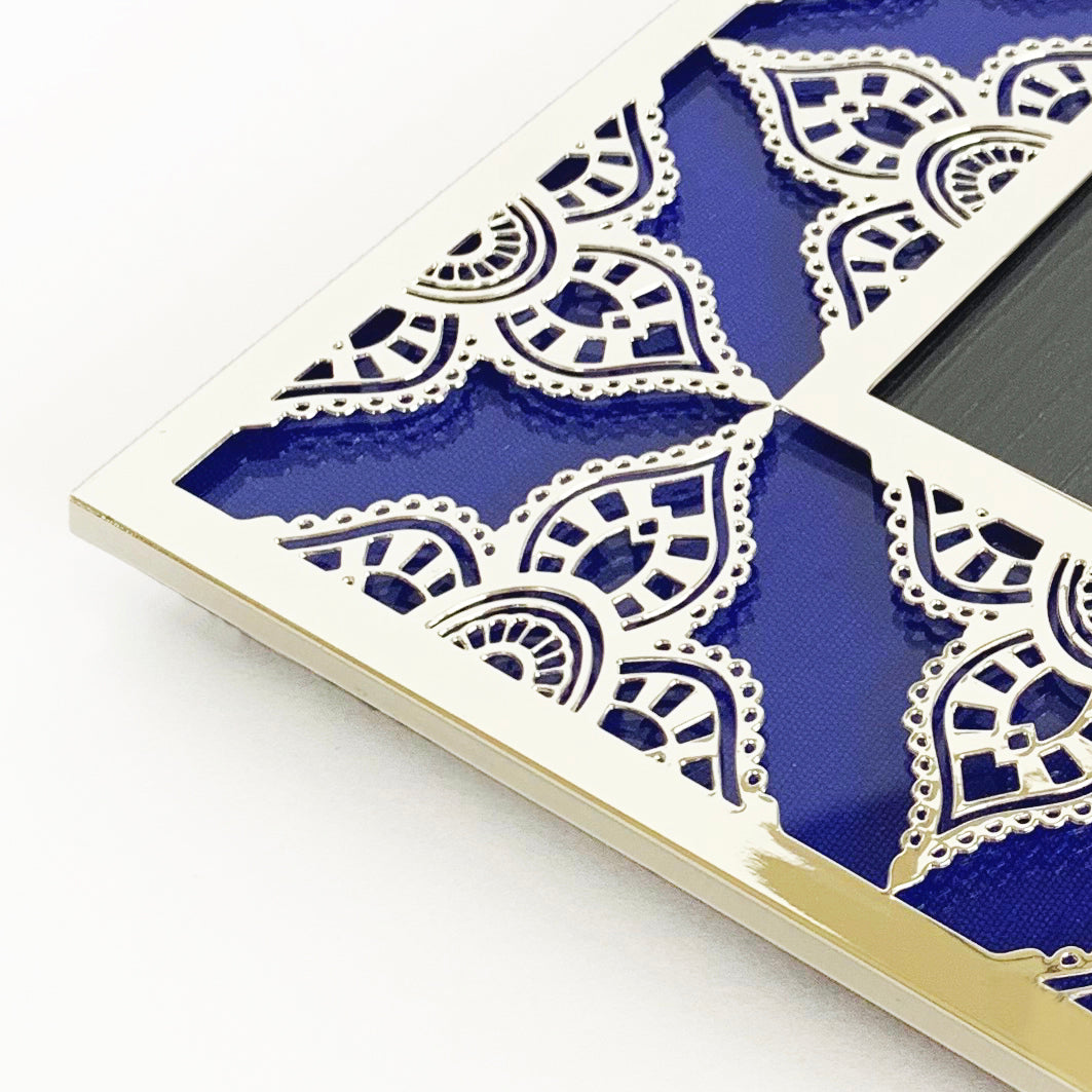 Cobalt Blue Indian Floral Silver Photo Frame (5R)