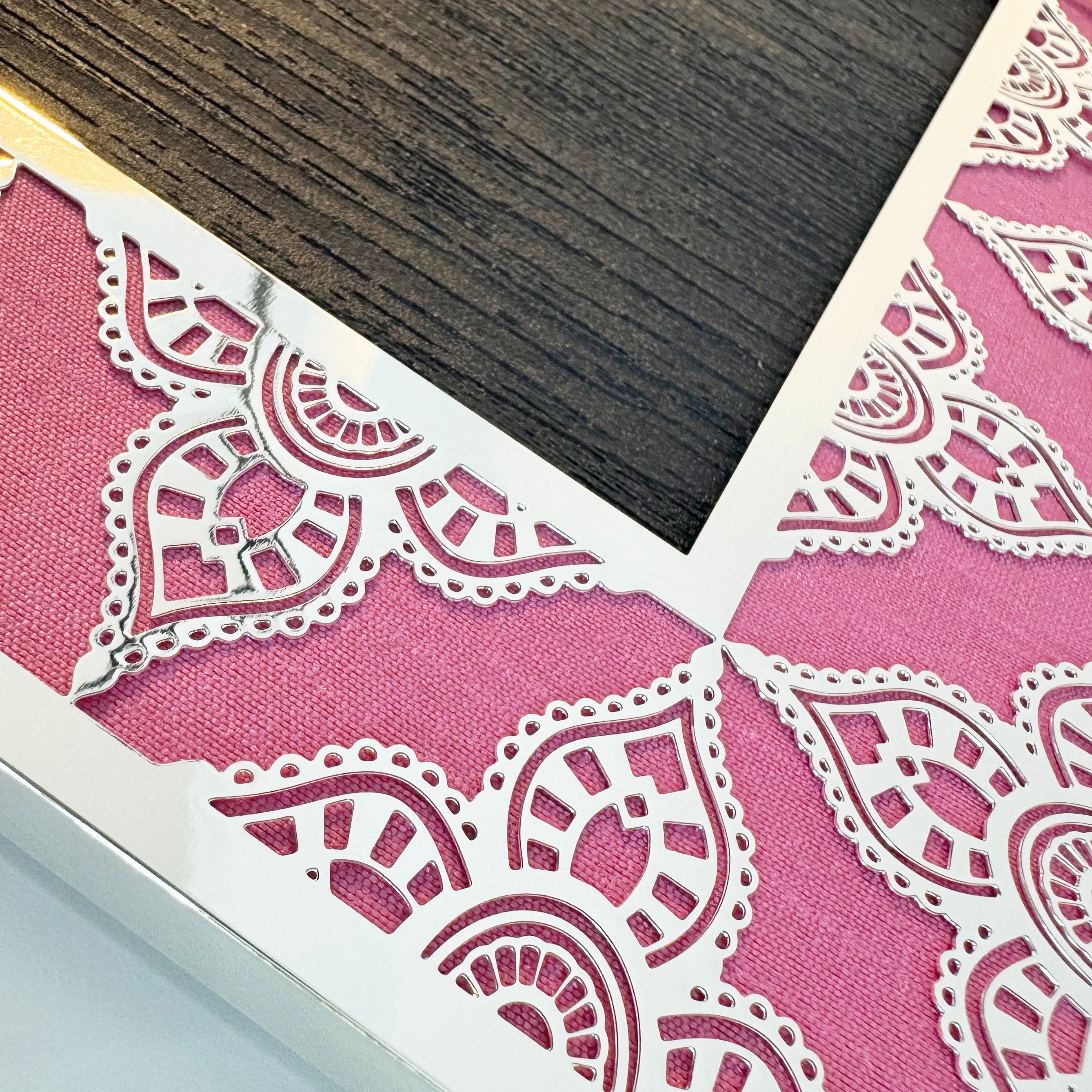 Aqua Pink Indian Floral Silver Photo Frame (5R)