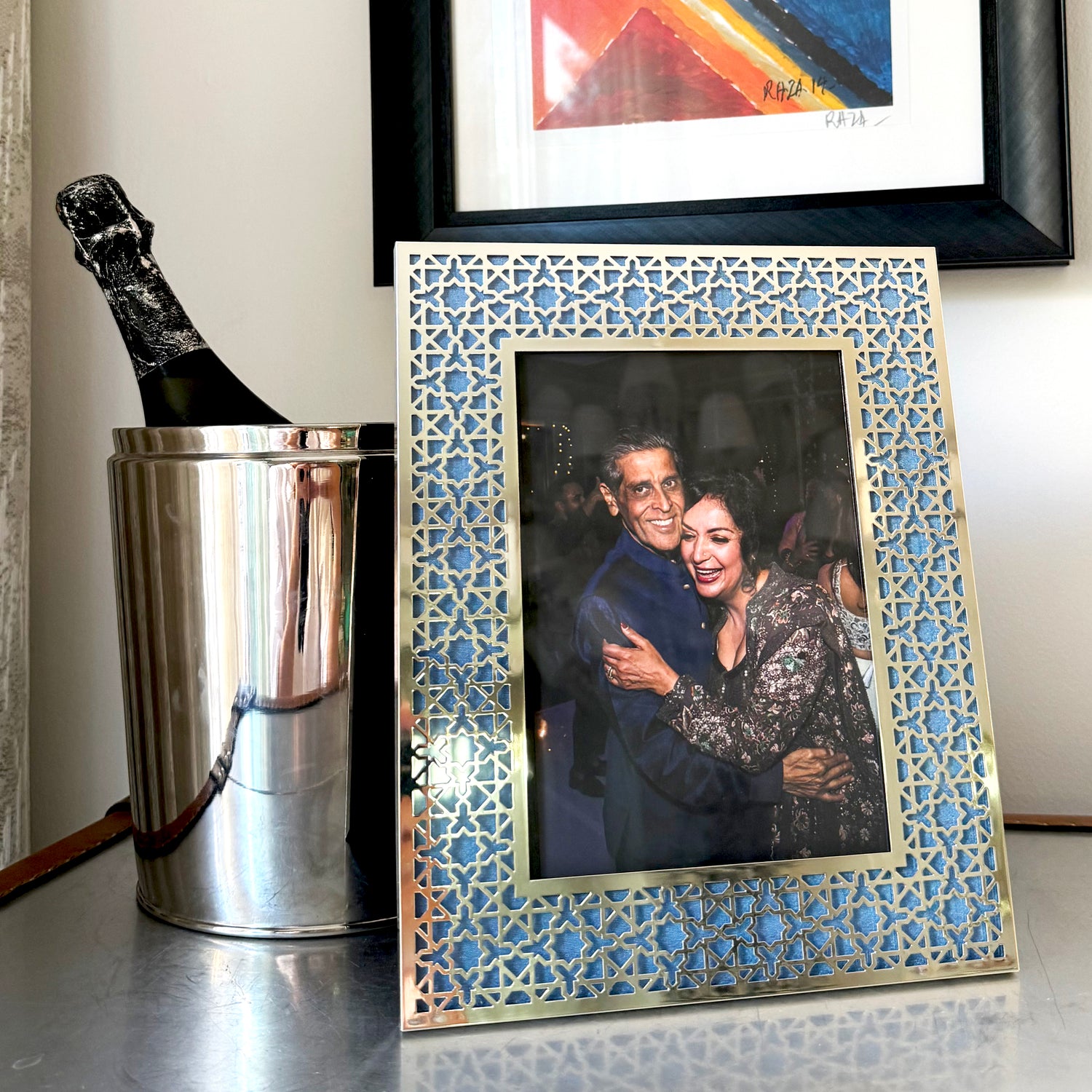 Aqua Blue Arab Silver Photo Frame (5R)