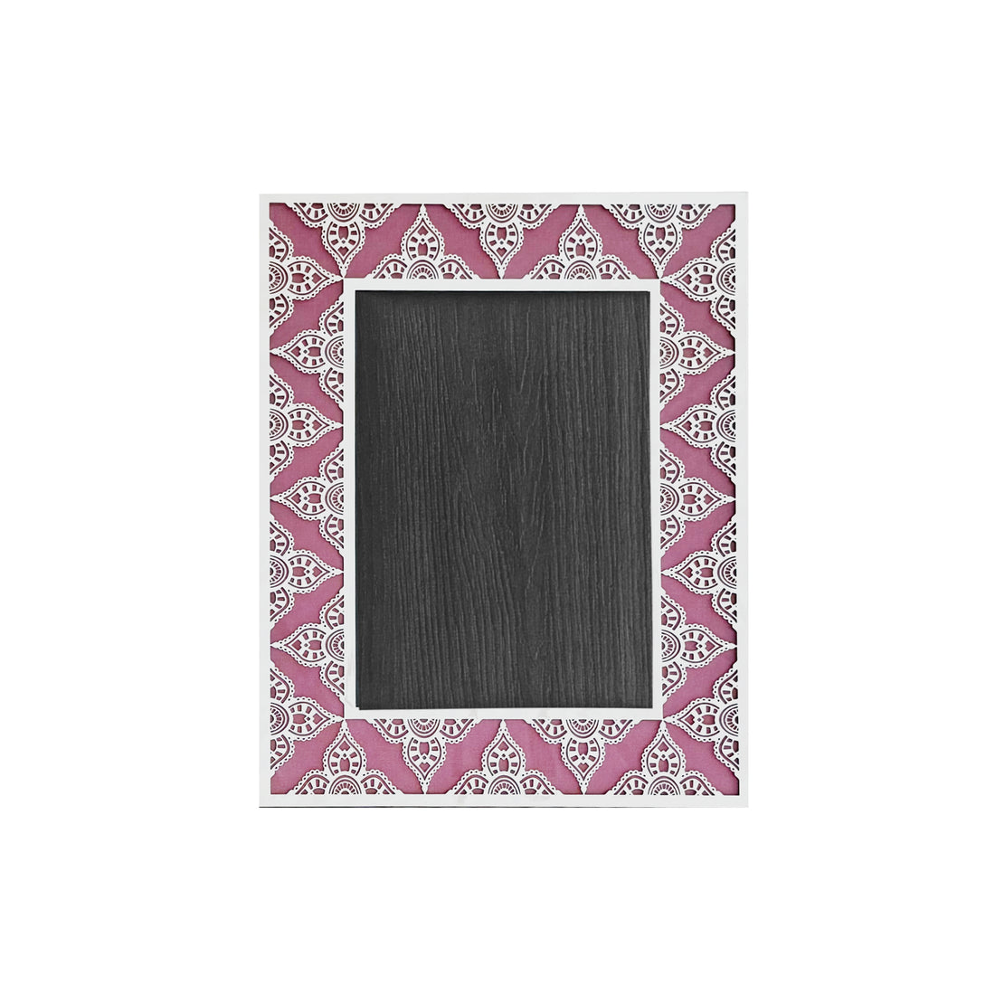 Aqua Pink Indian Floral Silver Photo Frame (5R)