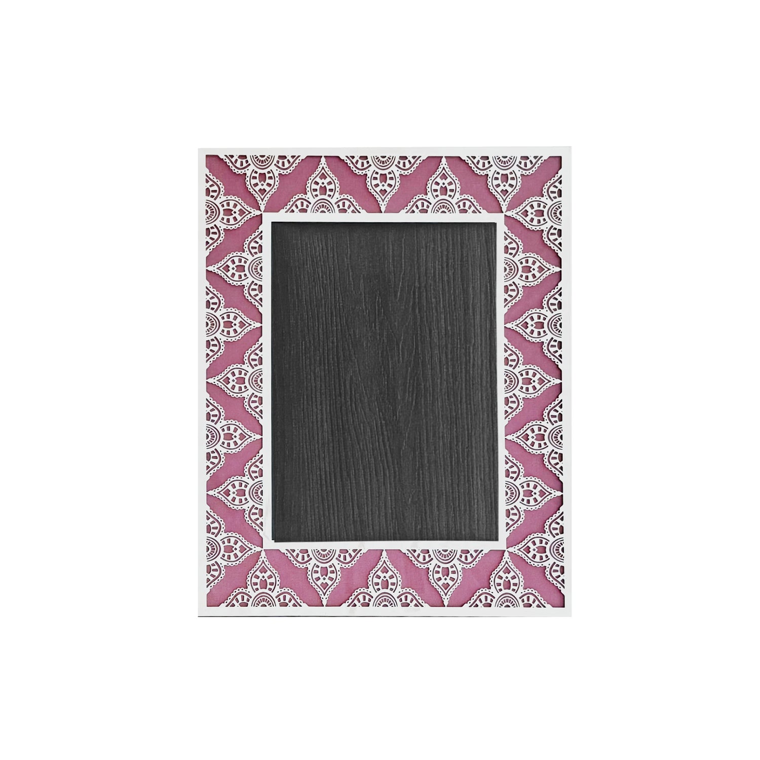 Aqua Pink Indian Floral Silver Photo Frame (5R)