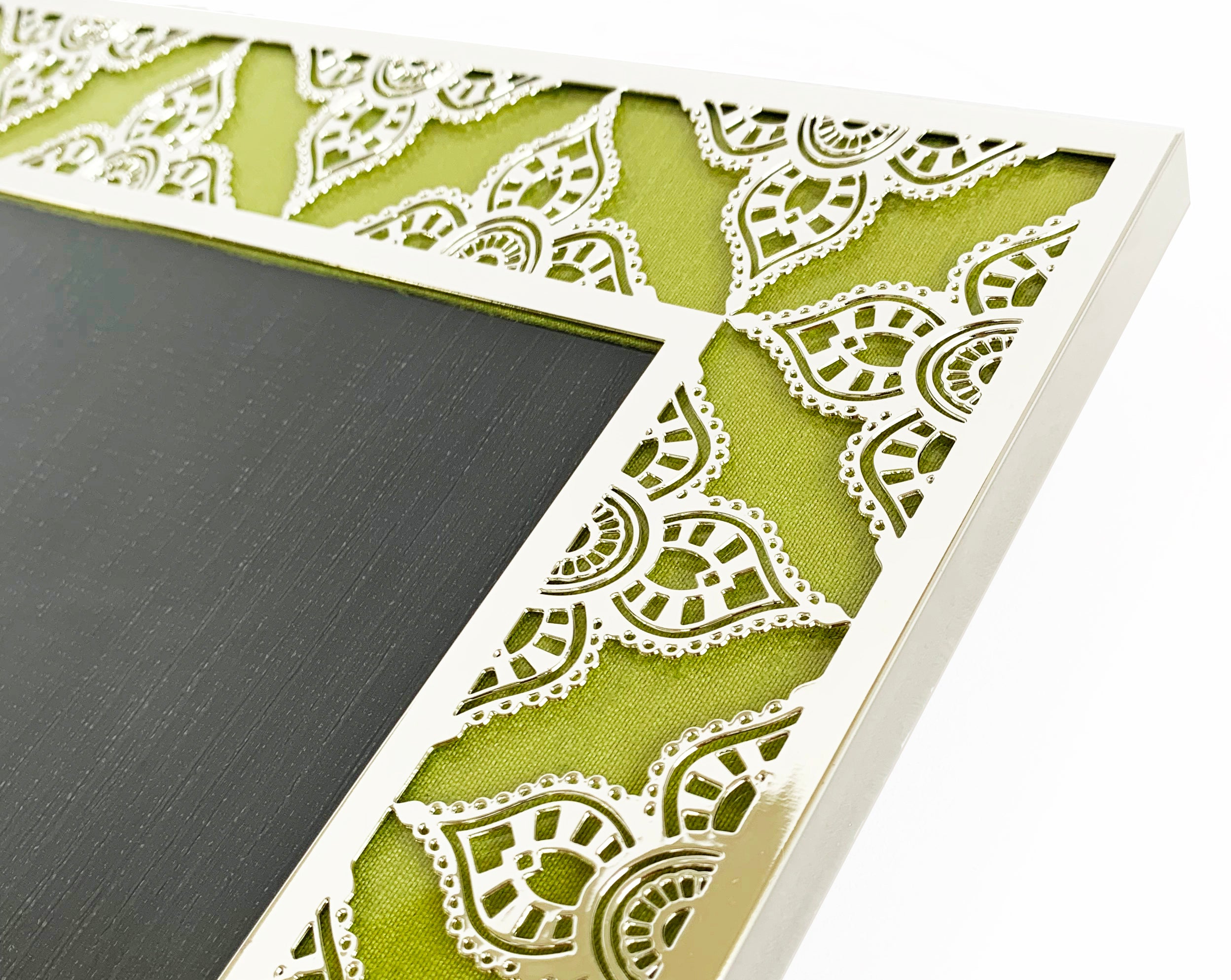 Lime Green Paisley Silver Photo Frame (5R)