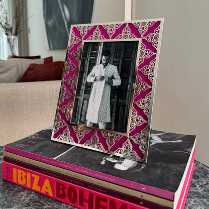 Fuchsia Indian Floral Silver Photo Frame (5R)