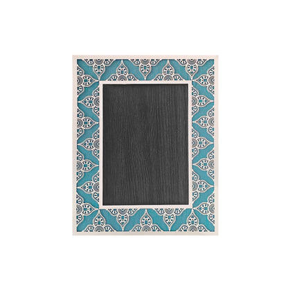 Aqua Blue Indian Floral Silver Photo Frame (5R)