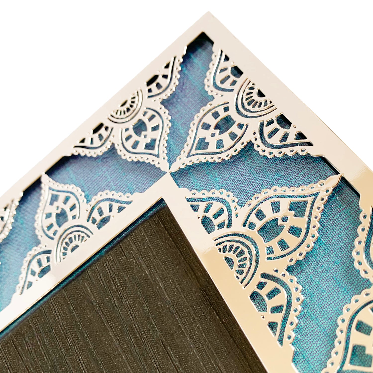 Aqua Blue Indian Floral Silver Photo Frame (5R)