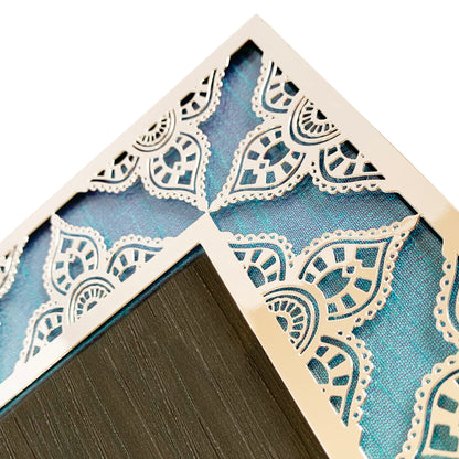 Aqua Blue Indian Floral Silver Photo Frame (5R)