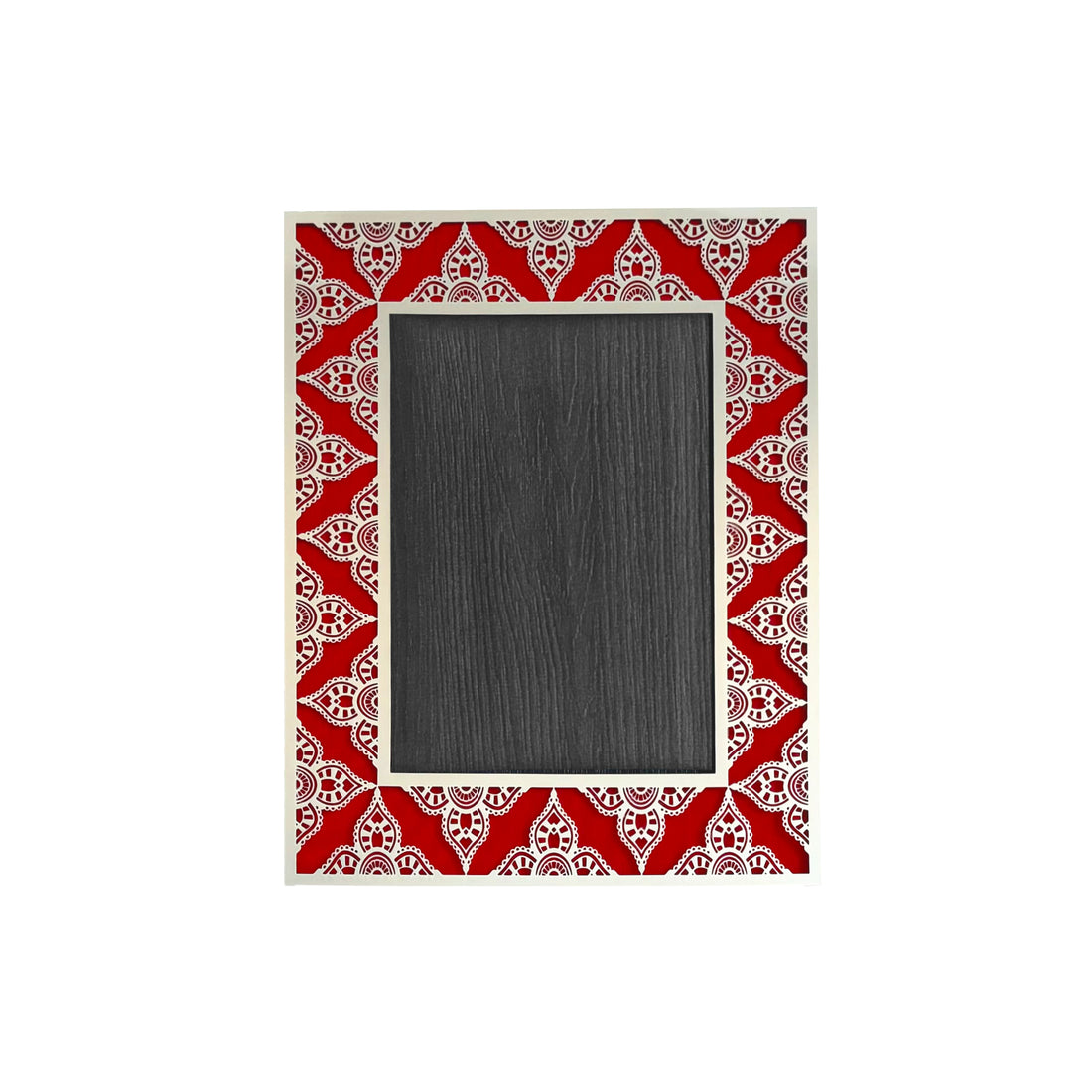 Red Indian Floral Silver Photo Frame (5R)