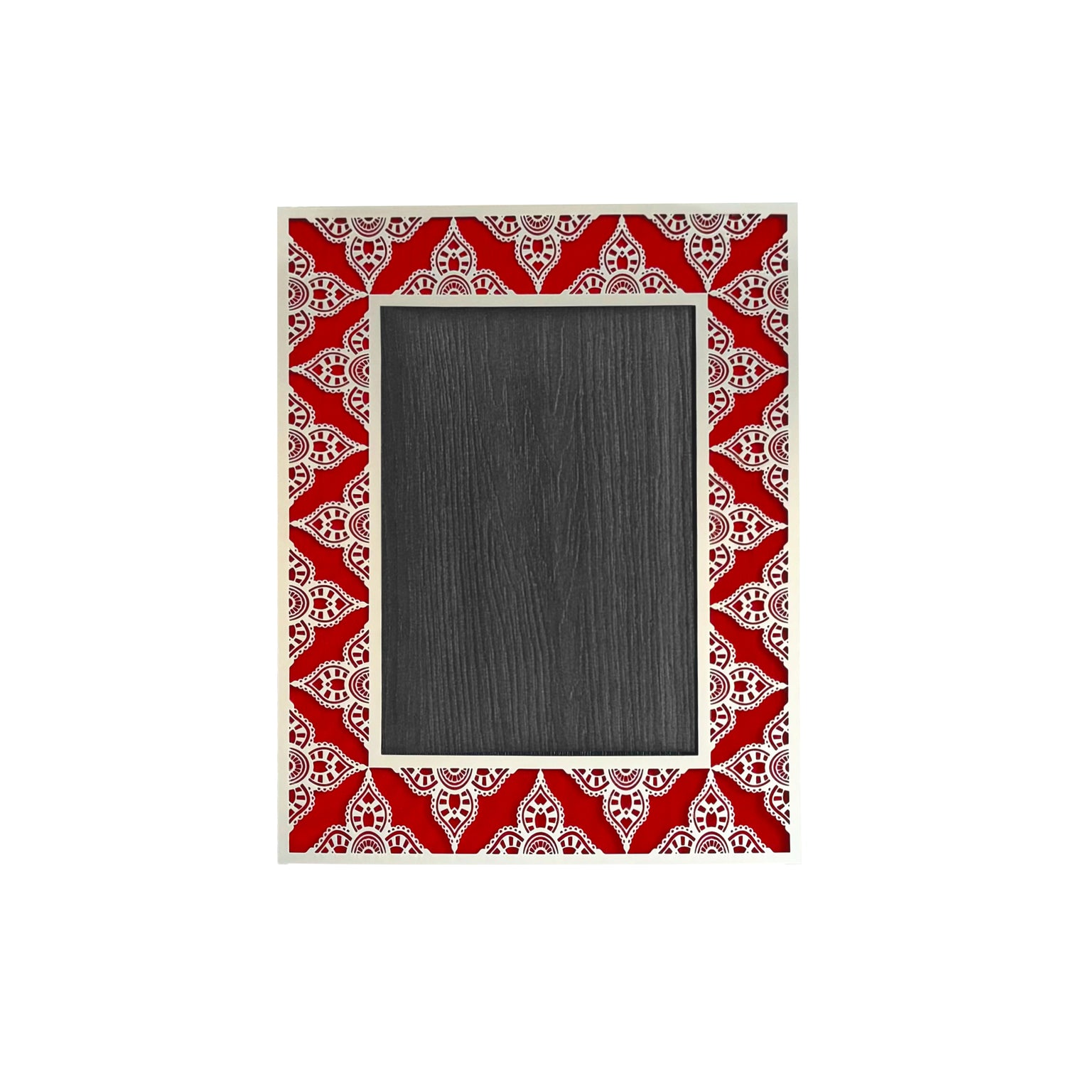 Red Indian Floral Silver Photo Frame (5R)