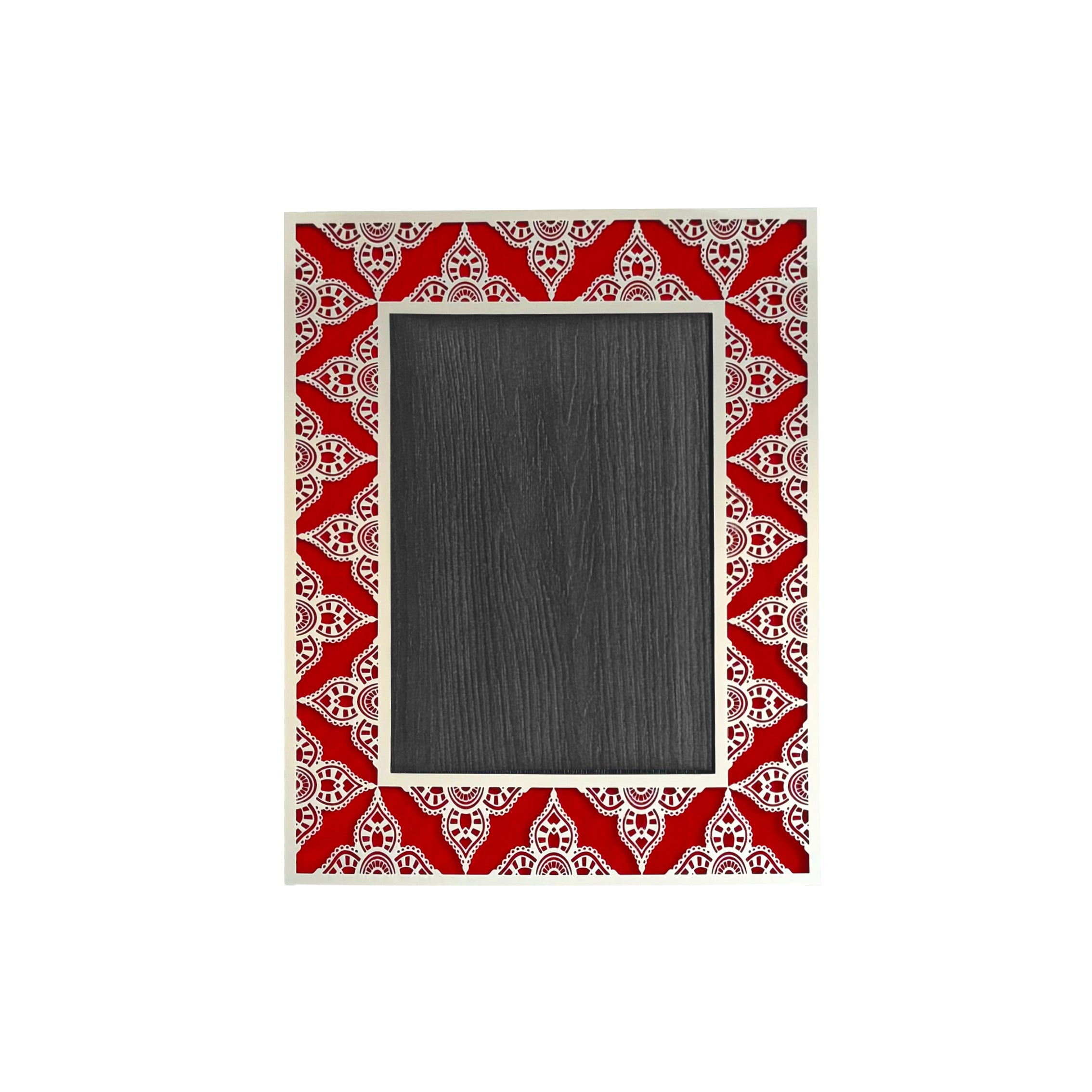 Red Indian Floral Silver Photo Frame (5R)